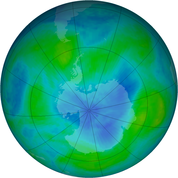 Antarctic ozone map for 25 February 2003